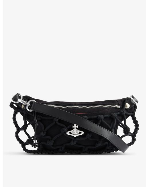 Vivienne Westwood Black Bait Macrame Brand-plaque Cotton Belt Bag
