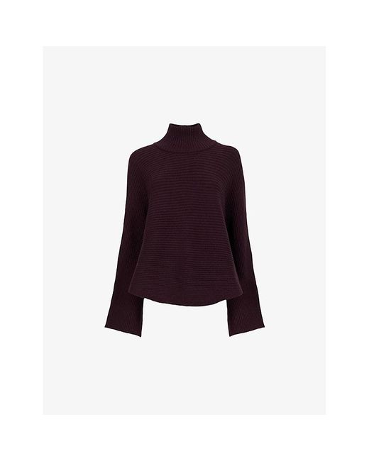 eem Purple High-Neck Relaxed-Fit Wool-Blend Jumper