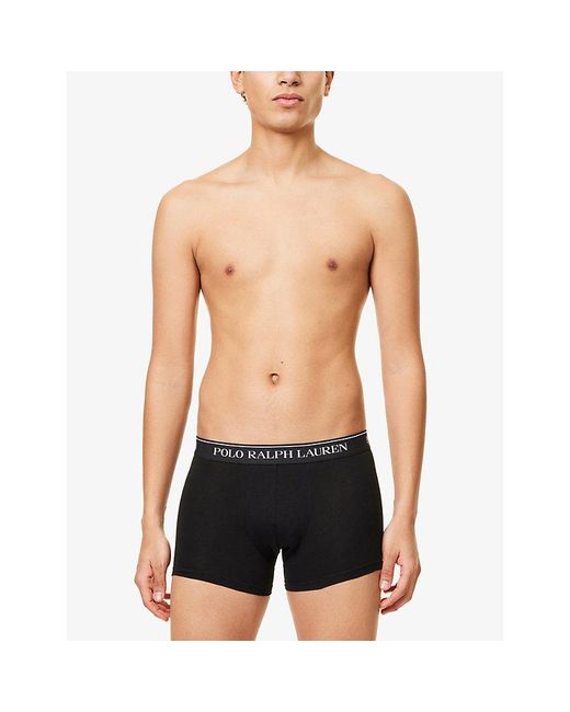 Polo Ralph Lauren Black Logo Waistband Classic-Fit Stretch-Cotton Trunks Pack Of Three Xxl for men