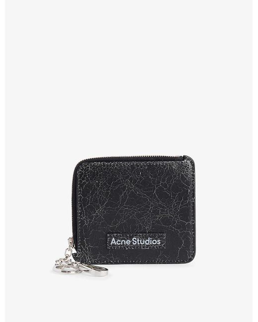 Acne Black Logo-patch Leather Zip Wallet