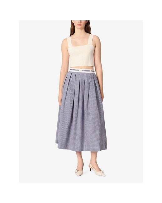 Maje White Square-Neck Cropped Knitted Top