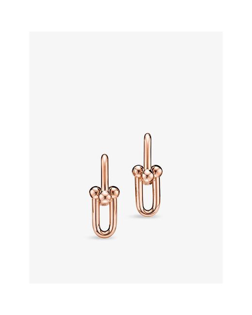 Tiffany & Co White Tiffany Hardwear Medium Link 18Ct Rose- Drop Earrings