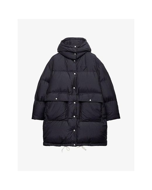 Prada Blue Oversized Hooded Shell-Down Parka Coat