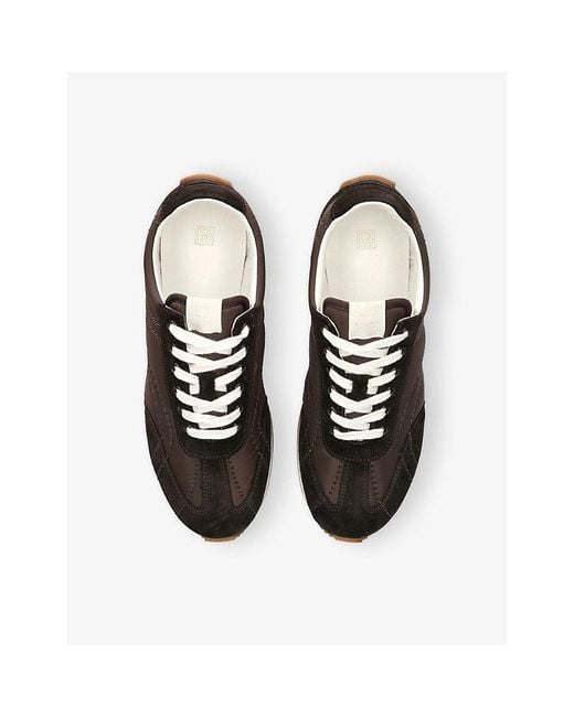 Totême  Black Sport Woven And Suede Low-Top Trainers