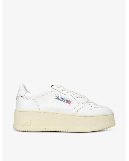 Autry White Medalist Platform Leather Low-top Trainers