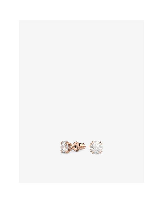 Swarovski Constella Rose-gold Toned Brass And Zirconia Stud Earrings in  White | Lyst