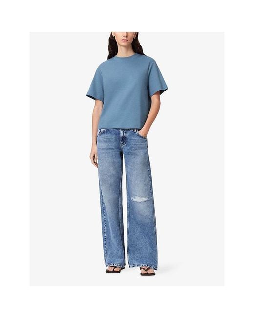 AllSaints Blue Tia Wide-Leg Low-Rise Jeans