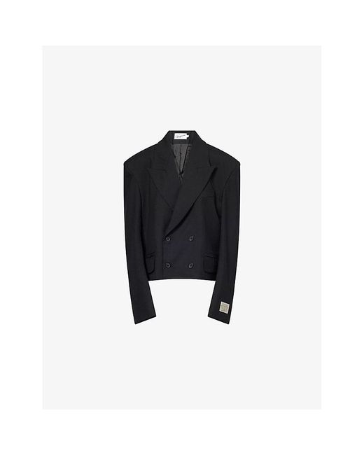 VAQUERA Black Twill Peak-Lapels Relaxed-Fit Wool Blazer