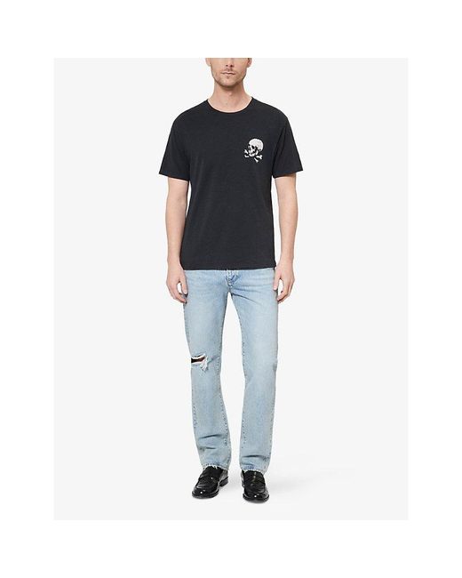 The Kooples Black Skull Graphic-Print Cotton-Jersey T-Shirt for men