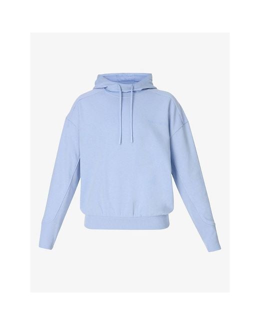 Sweaty Betty Blue Revive Rib Mix Cotton-Jersey Hoody