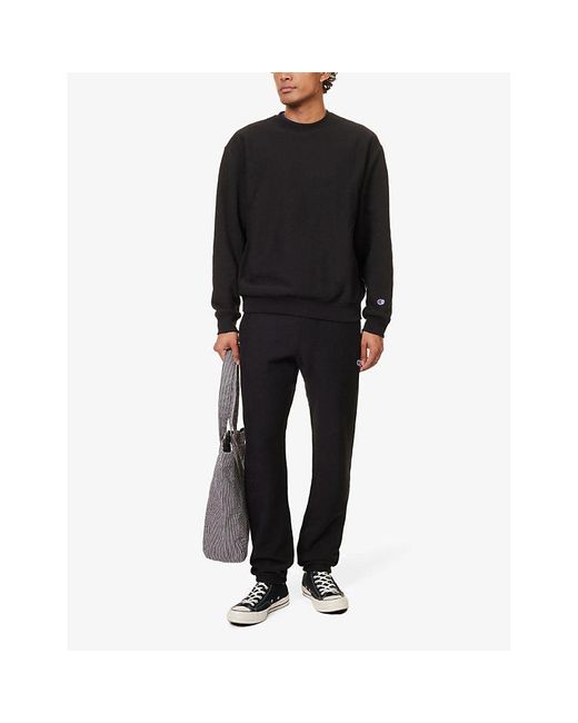Champion Black Brand-appliqué Drawstring-waistband Cotton-blend jogging Botto for men