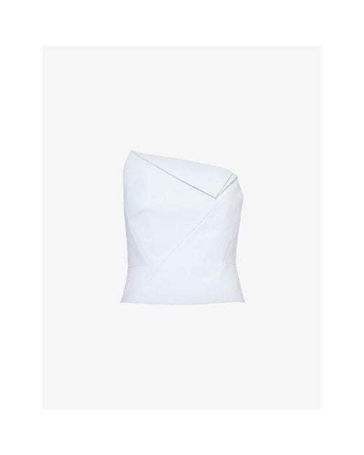 Roland Mouret White Asymmetric Panelled Stretch-woven Top