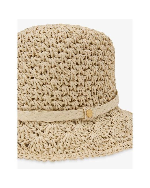 Reiss Natural Eva Crochet Raffia Bucket Hat
