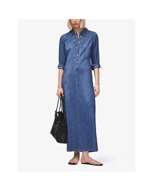 Ro&zo Blue Bias-Cut Denim Maxi Dress