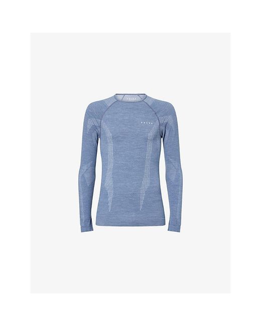 Falke Blue Tech Long-Sleeve Stretch-Wool Blend Top for men