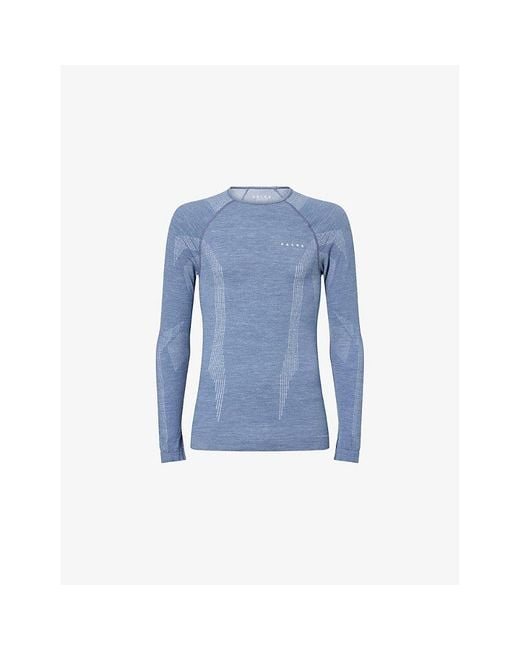 Falke Blue Tech Long-Sleeve Stretch-Wool Blend Top for men