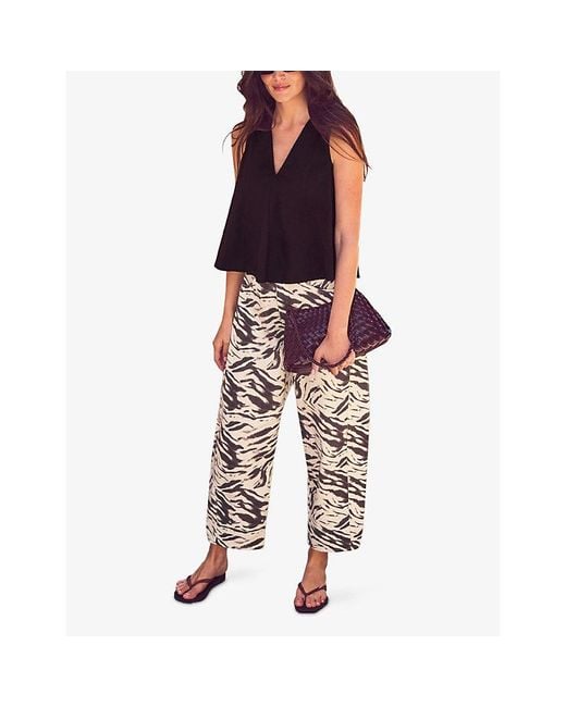 Ro&zo Multicolor Zebra-Print Barrel-Leg Denim Jeans