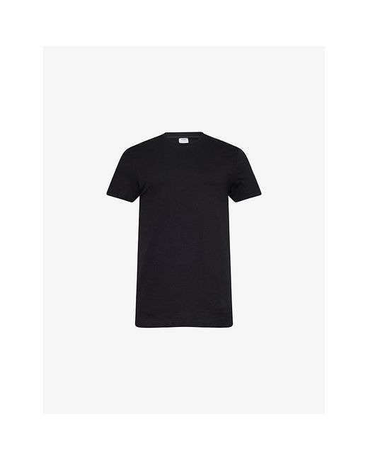 Calvin Klein Black Crewneck Logo-Embroidered Pack Of Three Cotton-Jersey T-Shirts for men