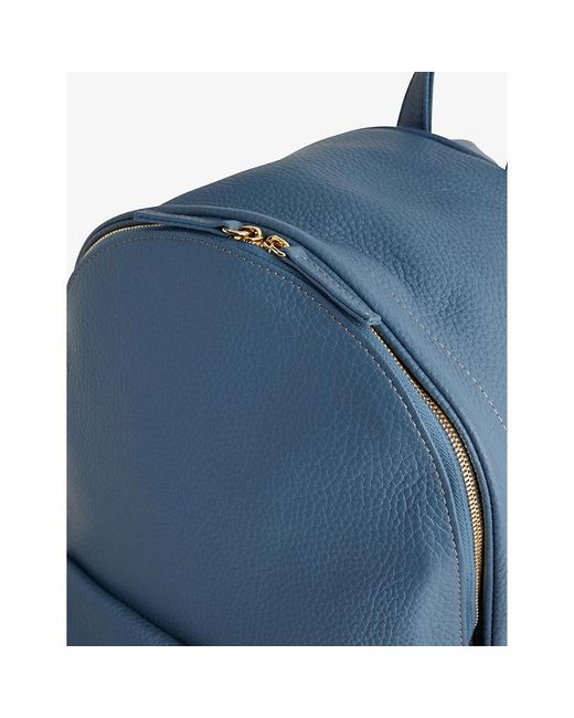 Eleventy Blue Zip-pocket Leather Backpack for men