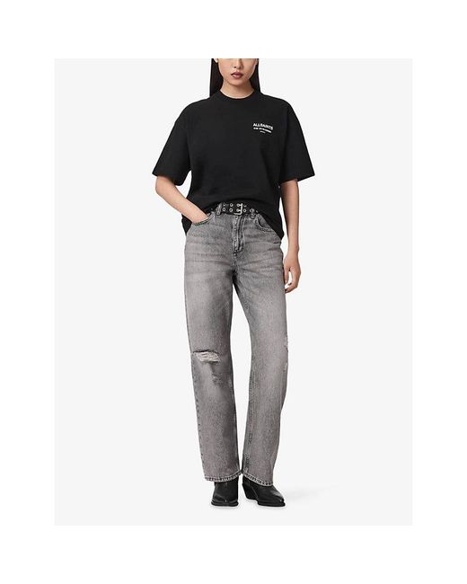 AllSaints Black Eliana Etta Graphic-Print Cotton T-Shirt