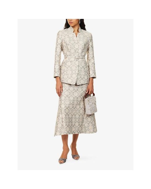 Huishan Zhang Natural Vicky Jacquard Woven Midi Skirt