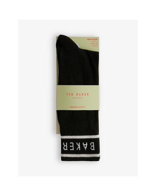 Ted Baker Black Sokkbbb Logo-pattern Stretch-knit Socks for men