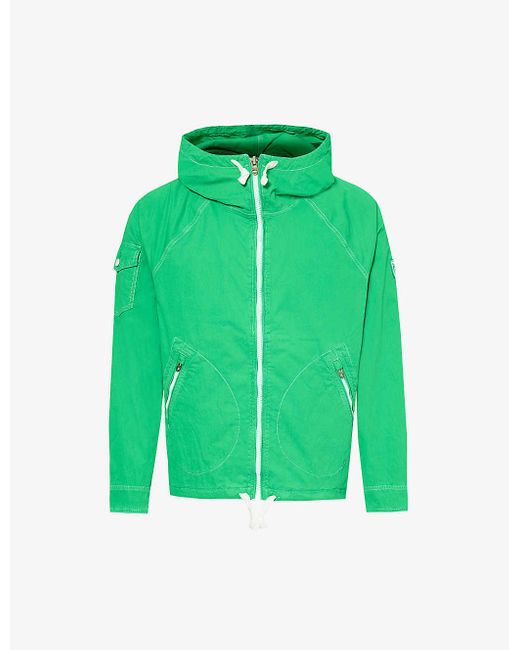 Polo Ralph Lauren Green Drawstring-hood Brand-appliqué Cotton-blend Jacket for men