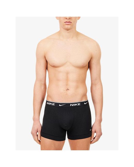 Nike Black Dri Fit Essential Pack Of Three Stretch-Cotton Boxer Briefs for men