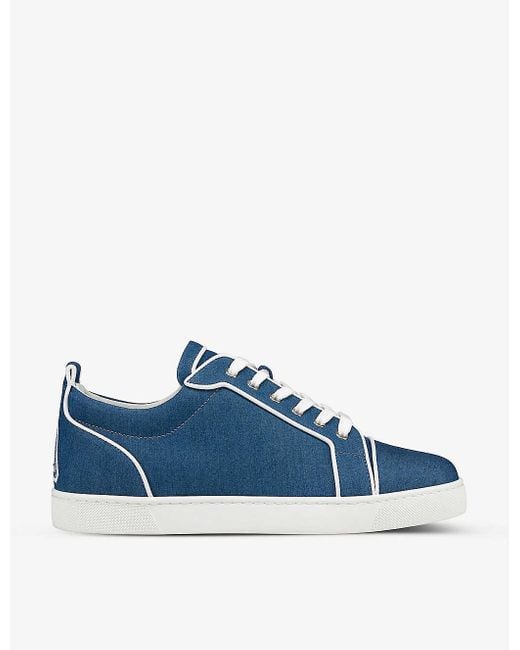 Christian Louboutin Blue Varsi Junior Leather And Mesh Trainers