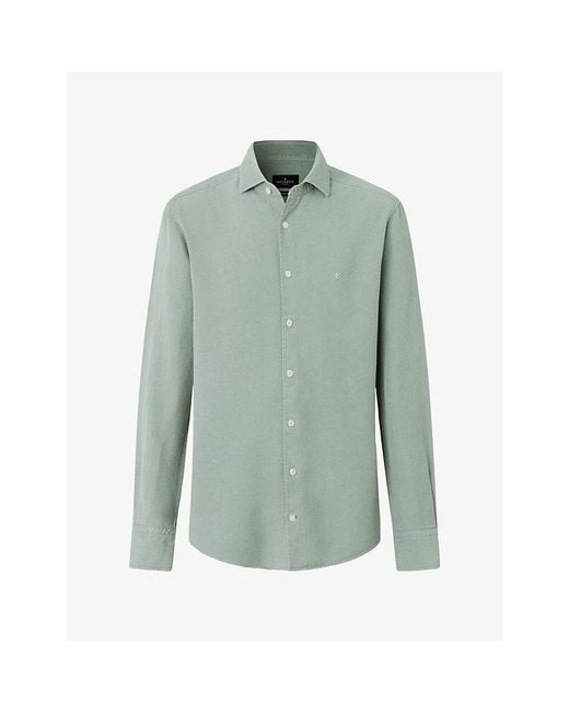 Hackett Green Textured Tailored-Fit Cotton Shirt for men