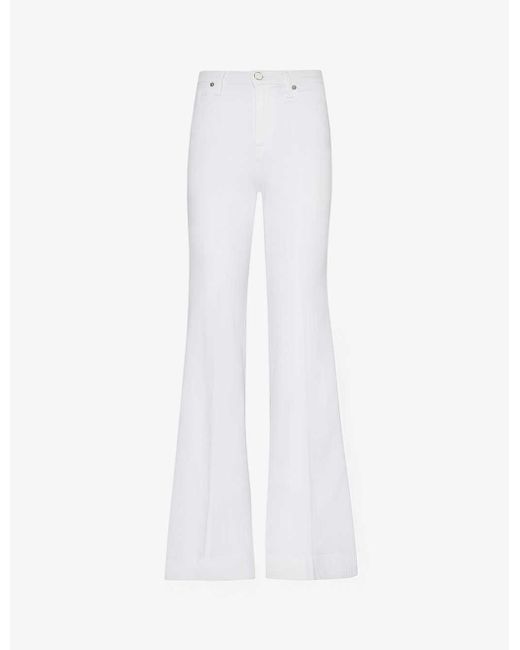 7 For All Mankind White Modern Dojo Flared-leg High-rise Stretch-denim Jeans