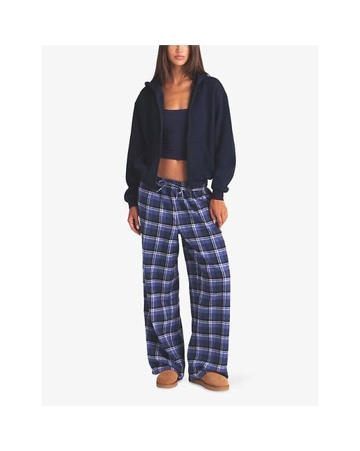 Skims Blue Classic Zip-Up Cotton-Fleece Hoody