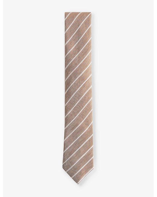 Ted Baker White Niels Pin Stripe-pattern Linen And Silk-blend Tie for men