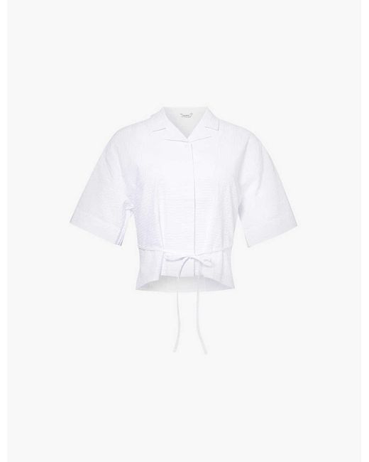 Holzweiler White Edgar Tie-Waist Organic-Cotton Shirt