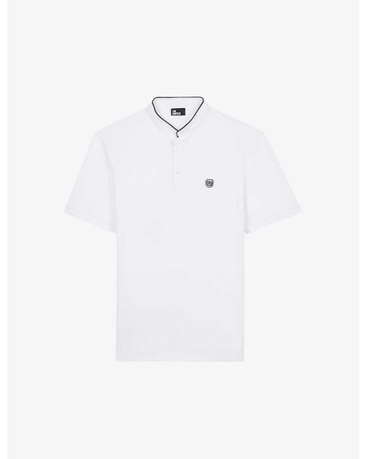 The Kooples White Logo-embroidered Regular-fit Cotton-pique Polo Shirt for men