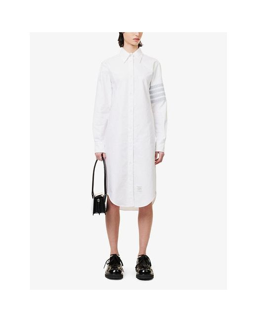 Thom Browne White Four-bar Relaxed-fit Cotton Shirt Dress