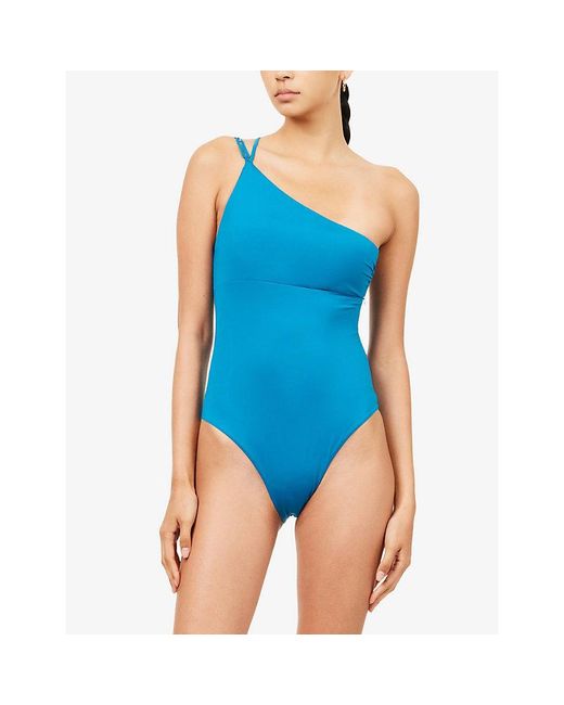 Max Mara Blue Cappa Asymmetric Swimsuit