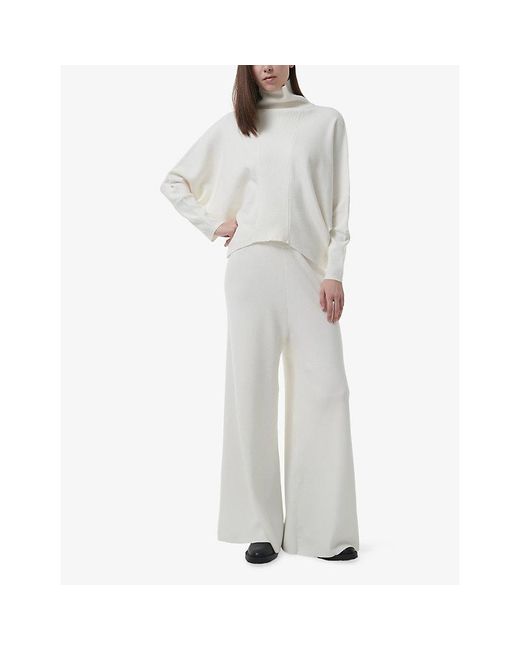 eem White Ribbed High-Neck Knitted Jumper