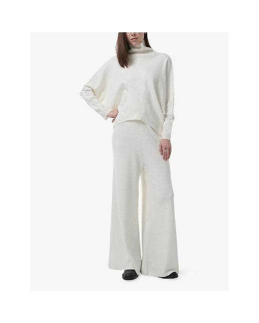 eem White Ribbed High-Neck Knitted Jumper