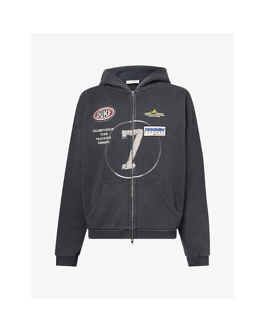 Duke & Dexter Gray Dr4 Eat Dirt Washed Embroidered Cotton Hoody for men