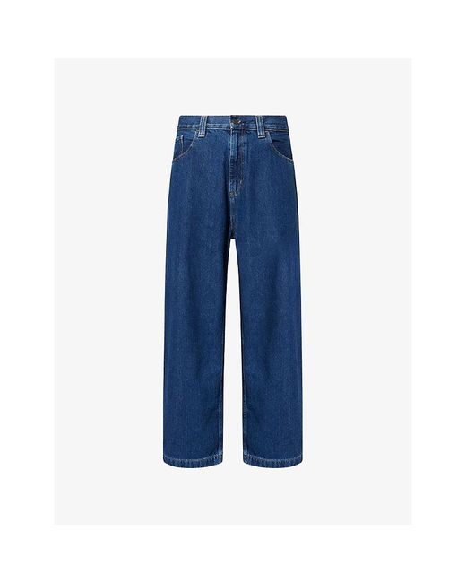 Carhartt Blue Brandon Wide-Leg Relaxed-Fit Denim Jeans for men