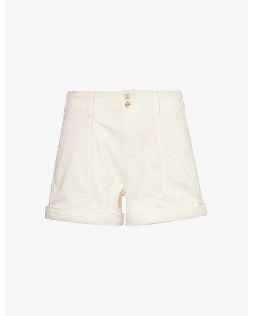 PAIGE Natural Brooklyn Turn-up Cuff Mid-rise Cotton-blend Denim Shorts