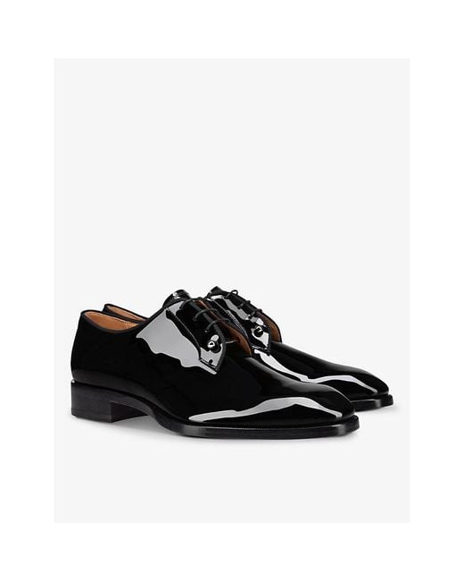 Christian Louboutin Black Chambeliss Patent-leather Derby Shoes for men