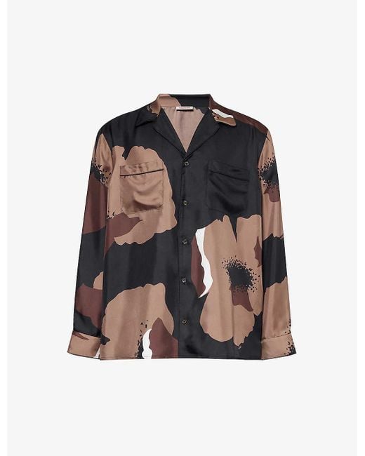 Valentino Multicolor Floral-print Relaxed-fit Silk Shirt for men