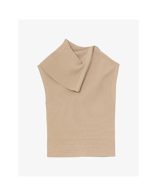 Reiss Natural Laura Asymmetric-Neck Stretch-Knit Vest