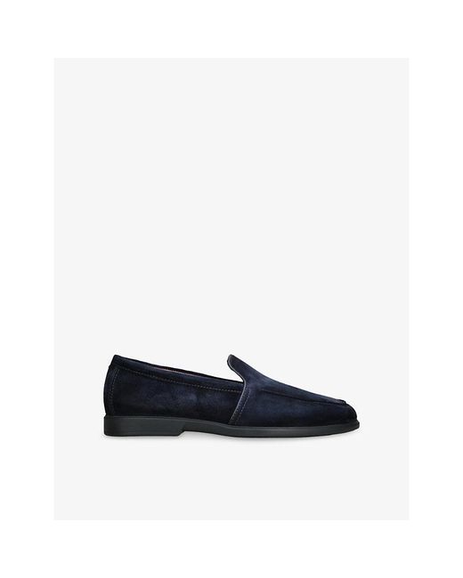 Santoni Blue Malibu Suede Loafers for men