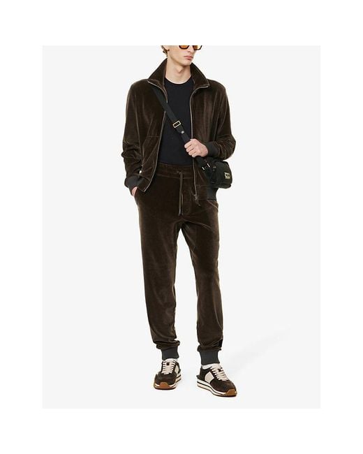 Tom Ford Black Brand-Embroidered Crewneck Cotton-Blend T-Shirt for men