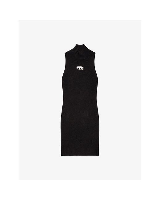 DIESEL Black M-onervax Logo-plaque Woven Mini Dress
