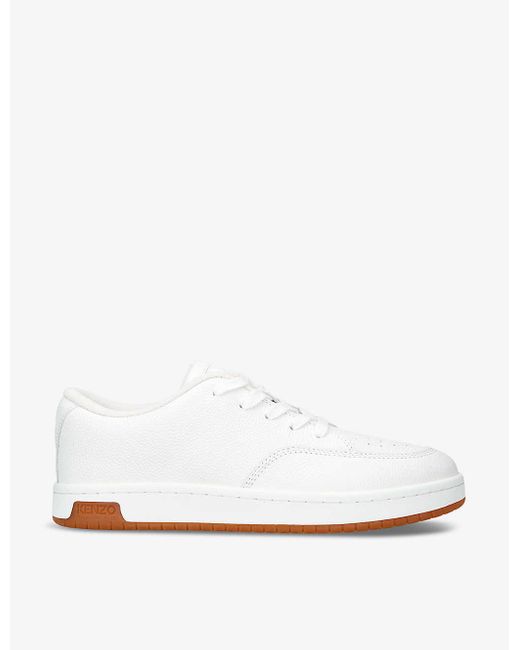 KENZO White Skate Low Tonal-stitching Leather Low-top Trainers for men