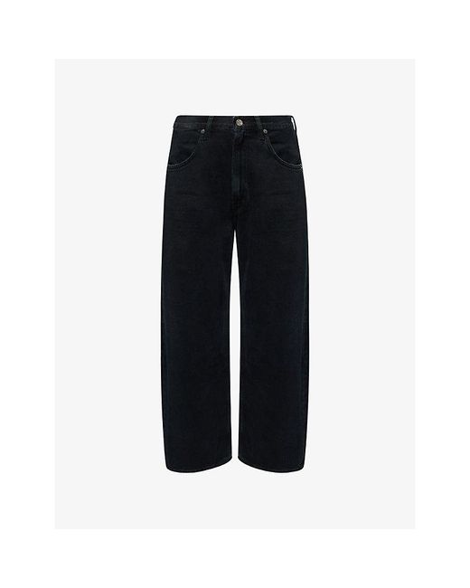 Agolde Black Low Curve Crop Wide-Leg Denim Jeans